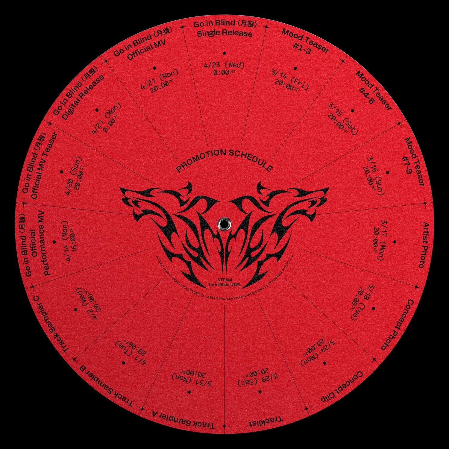 &TEAM、3rd SINGLE「Go in Blind (月狼)」Promotion Scheduleを